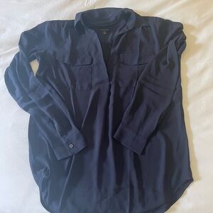 Ann Taylor navy collared blouse